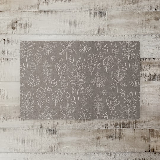 Gray Leaf Pattern Floor Mat